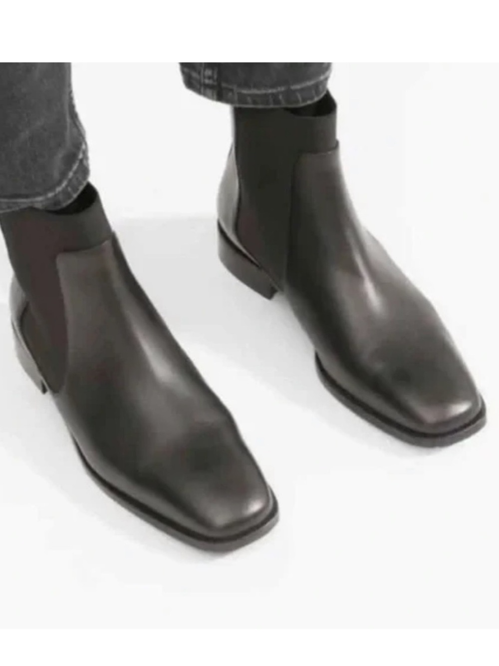 Everlane Square Toe Chelsea Leather Boot Black size 11